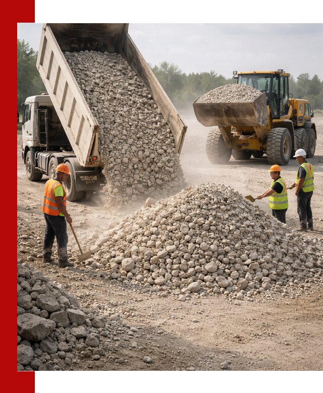 Доставка известнякового щебня фр. 40-70 в Елизове