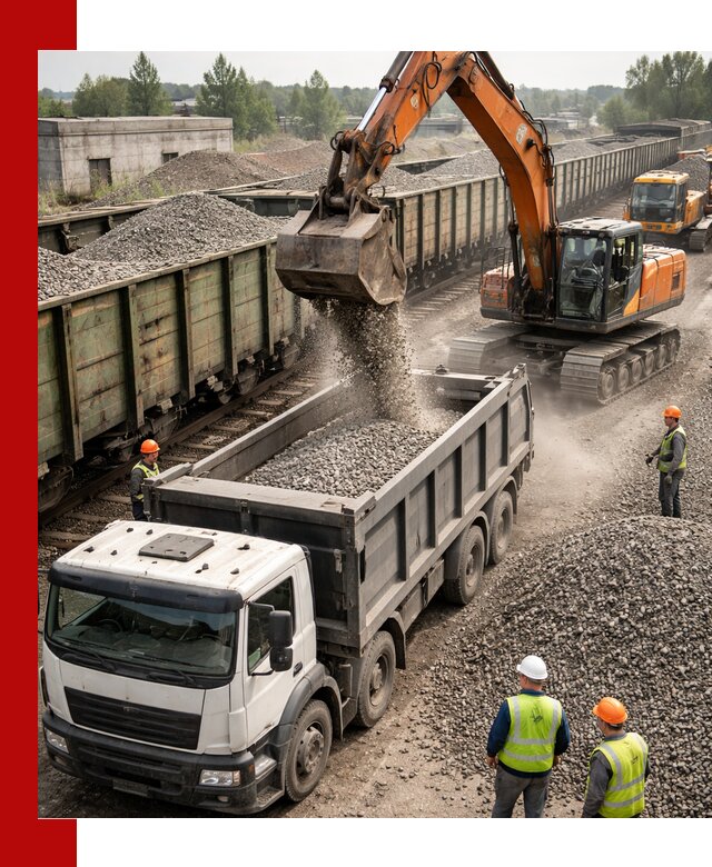 Железнодорожный щебень фракция 25–60 для поставок в Елизове