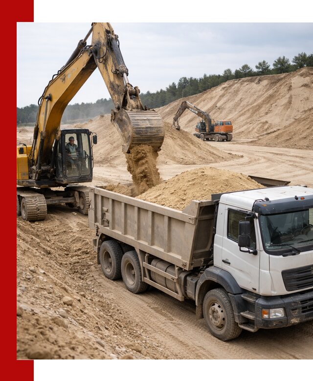 Доставка карьерного песка с самосвалами и разгрузкой в Елизове