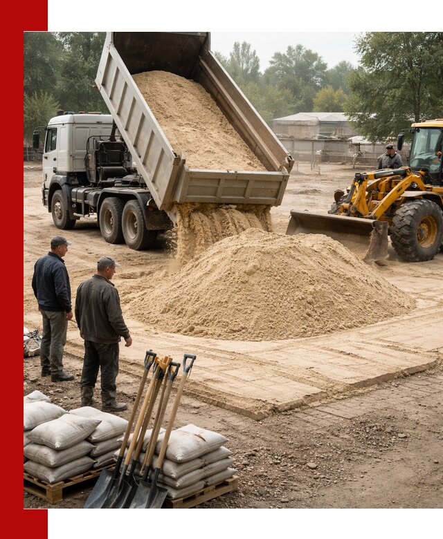 Доставка мытого песка в Елизове с самосвалами по выгодной цене