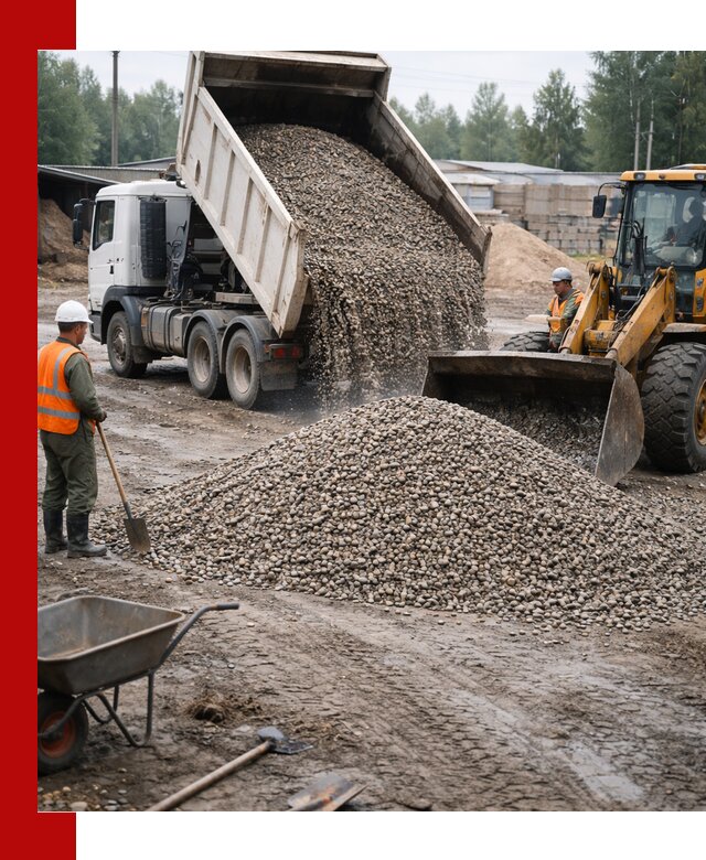 Мытый гравий с доставкой в Елизове от карьера до участка