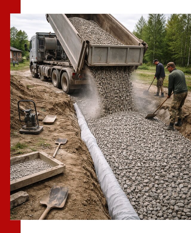 Гравий для дренажа с доставкой в Елизове качественный и недорогой