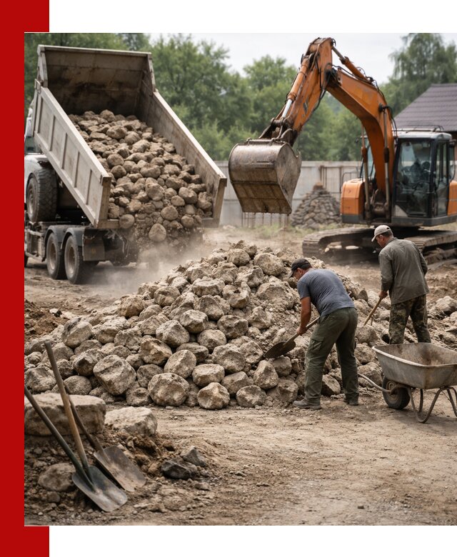 Доставка и разгрузка бутового камня в Елизове