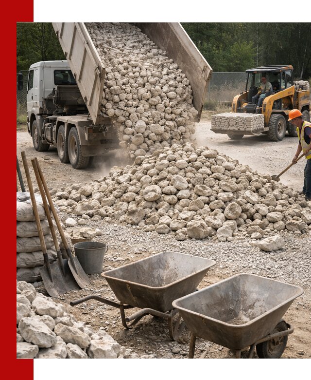 Доставка и продажа бутового известнякового камня в Елизове