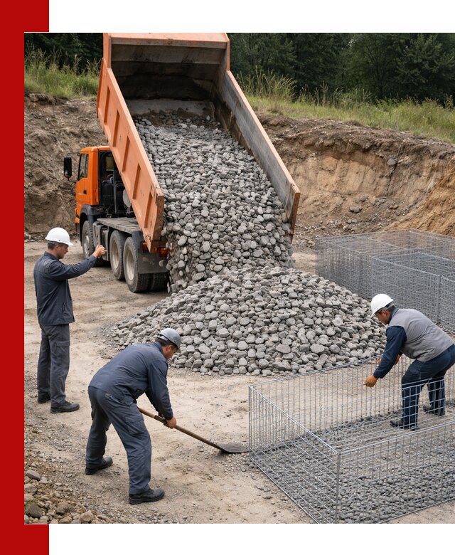 Камень для габионов с доставкой в Елизове быстро и надёжно