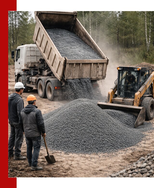 Гранитный отсев 0-5 с доставкой и разгрузкой в Елизове