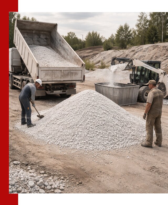 Доставка и продажа белой мраморной крошки в Елизове