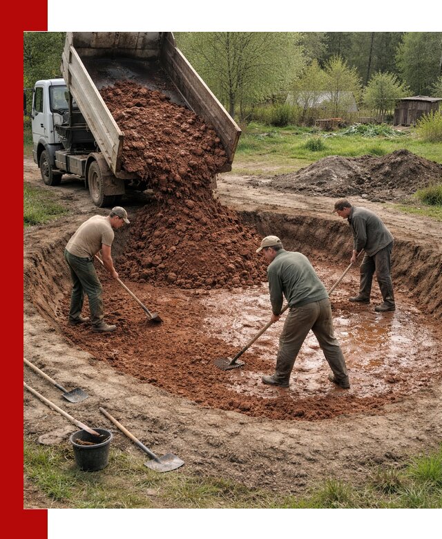 Купить качественную глину для пруда в Елизове