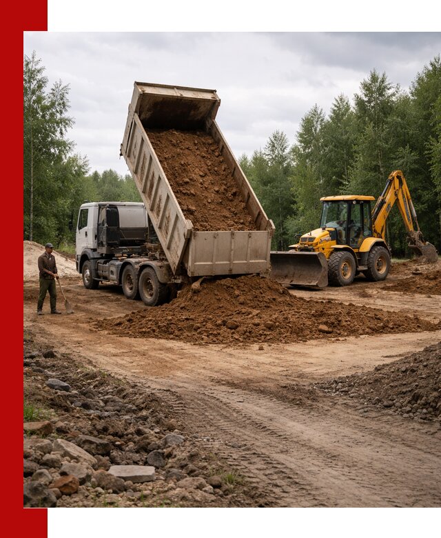 Доставка суглинка самосвалами в Елизове подсыпка и планировка