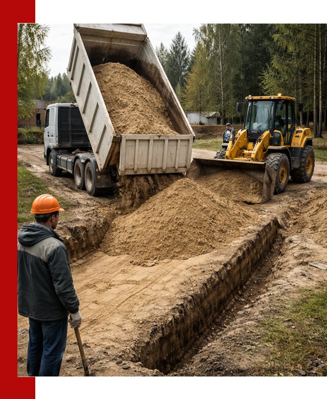 Доставка песчаного грунта в Елизове для строительных работ