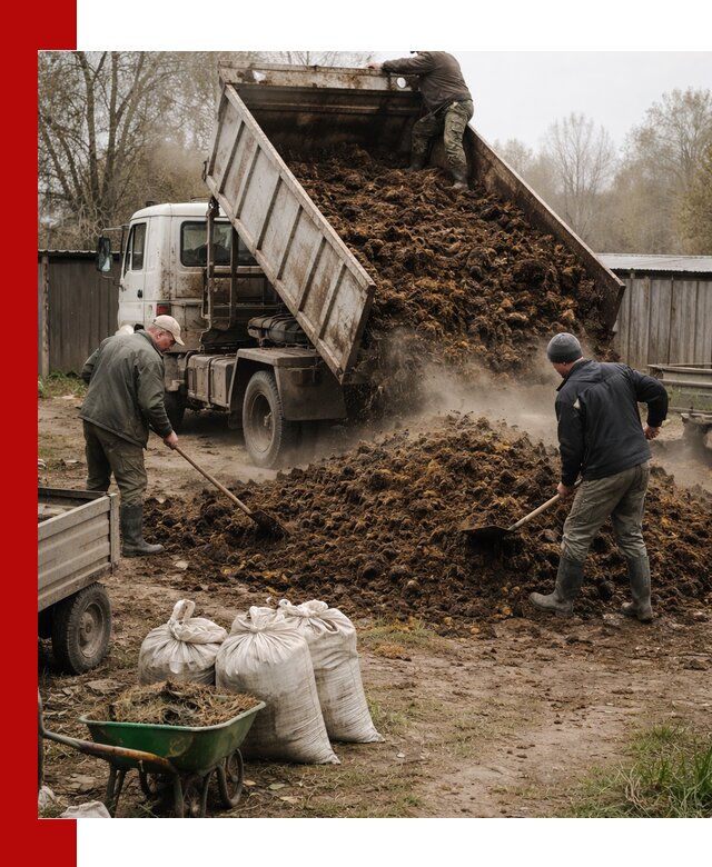 Доставка коровьего навоза самосвалом в Елизове