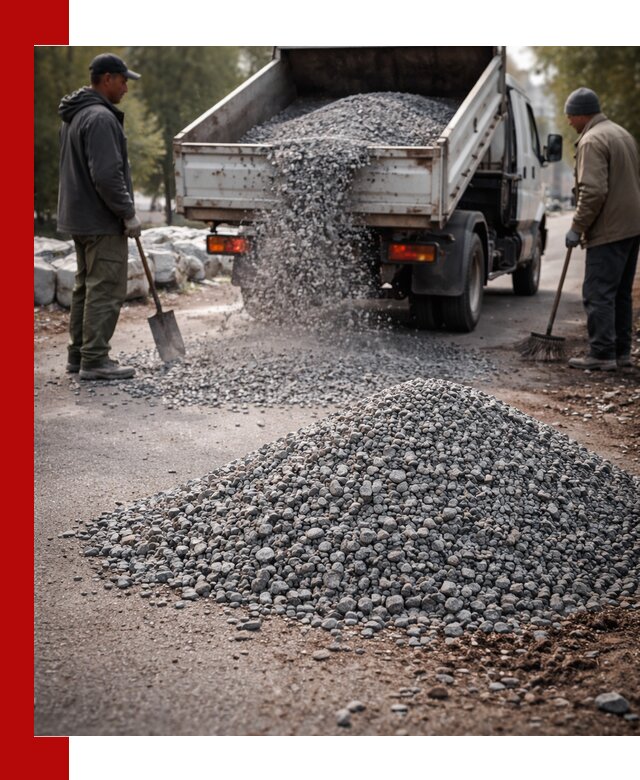 Гранитная крошка для посыпки дорог и тротуаров в Елизове