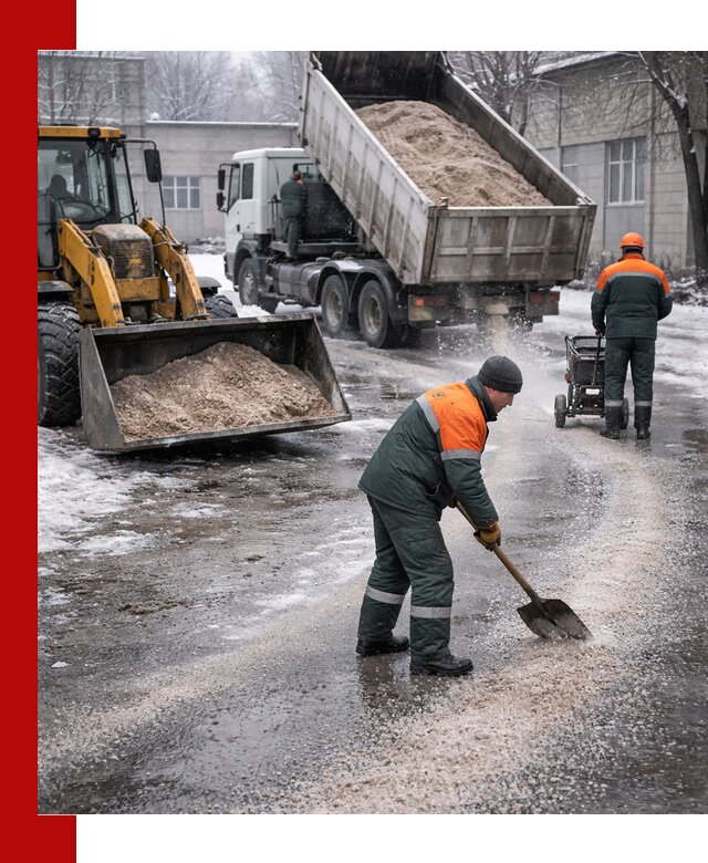 Реагент против гололеда с доставкой и нанесением в Елизове