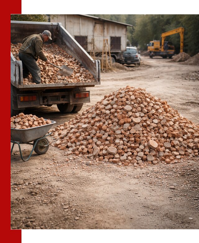 Доставка и подушка из боя кирпича с разгрузкой в Елизове