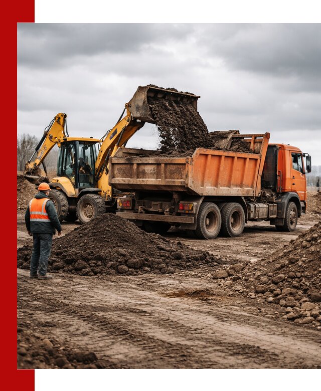 Вывоз грунта и строительного мусора в Елизове грузовыми самосвалами