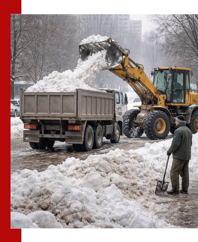 Вывоз снега грузовой техникой в Елизове оперативно и чисто